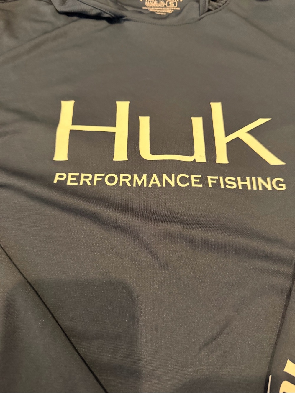 Huk Performance Fishing Hooded Long Sleeve Shirt Navy Size Small UPF - Picture 3 of 5